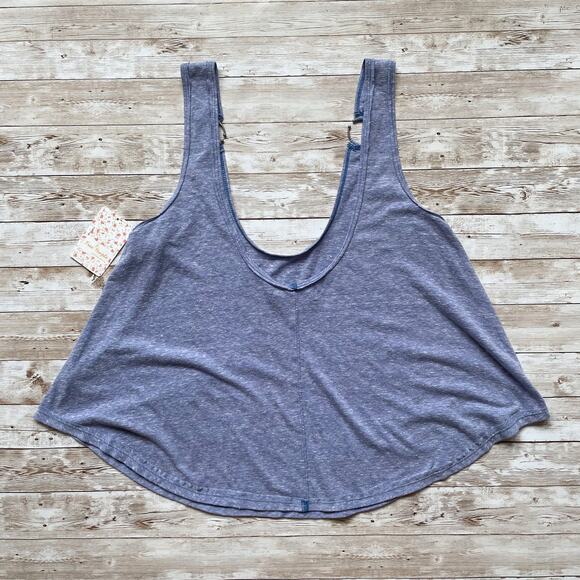 Free People Carly Tank Top O-Ring Scoop Back Brilliant Cobalt Size M New - Picture 7 of 10